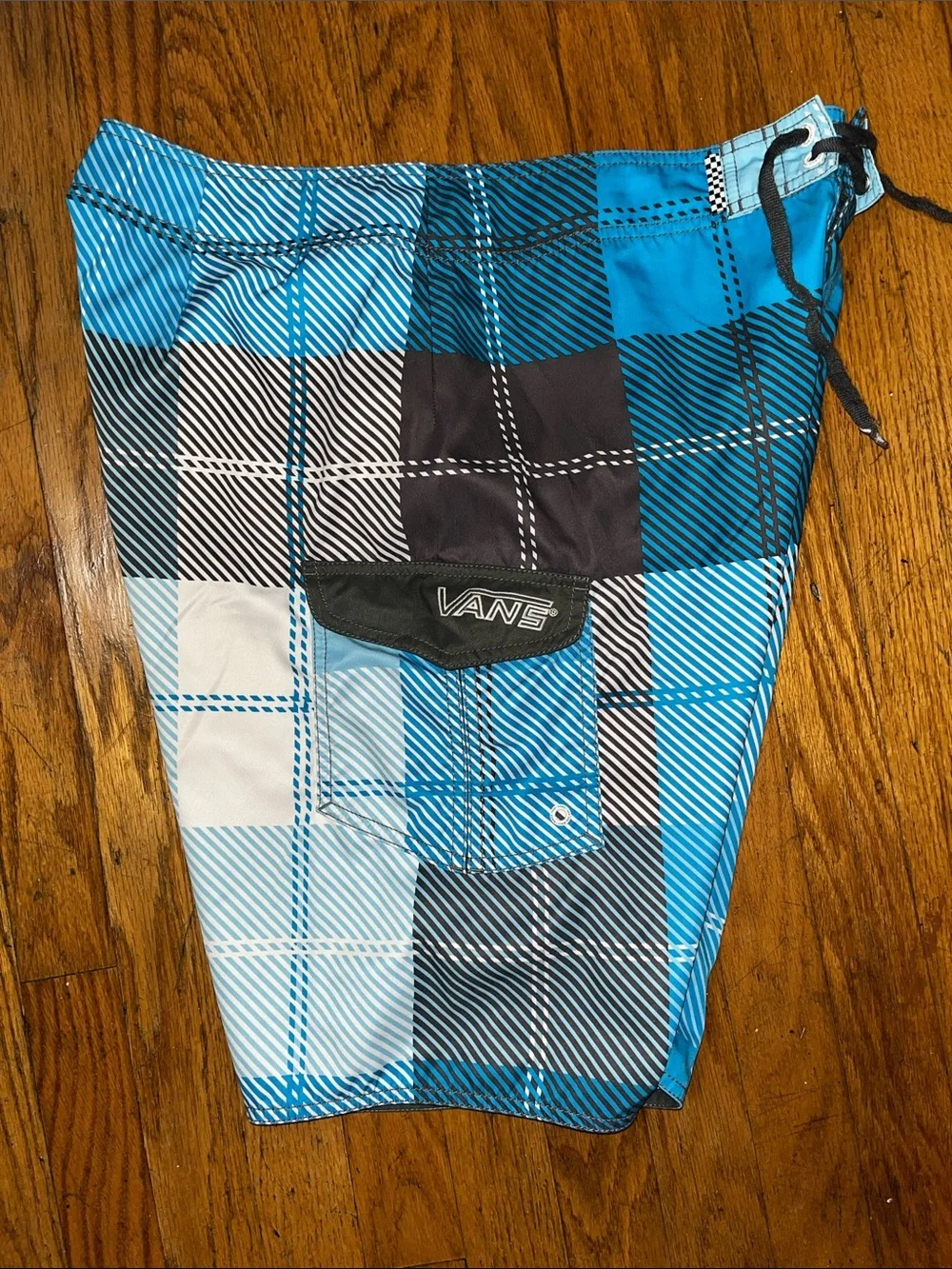 Vans Men's Blue Plaid Swim Shorts - Size 36